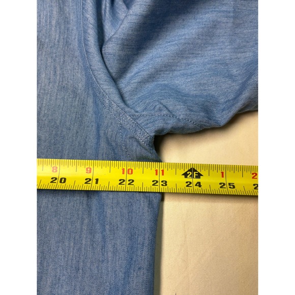 MACK WELDON Mens Chambray Button Down Shirt Blue Long Sleeve Pockets Large - Picture 7 of 8
